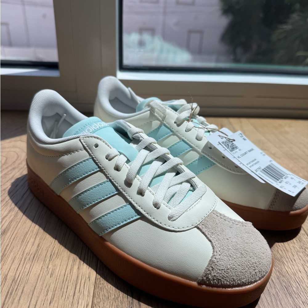 Adidas Court Base Sneakers – White & Tiffany Blue – NWT– NIB – Size 8 - Picture 3 of 6